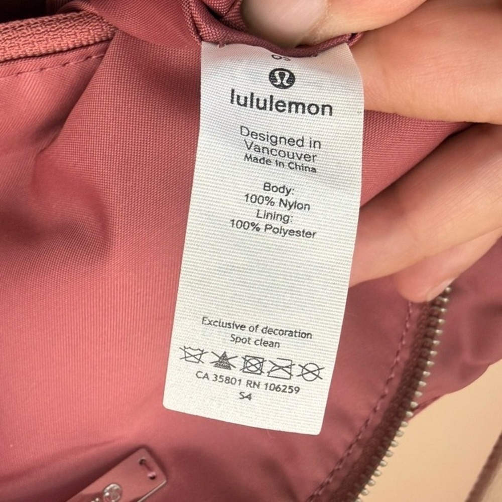 Lululemon All Night Festival Bag Crossbody Mauve Pink Nylon Adjustable Strap - Picture 12 of 15